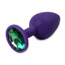 Силиконовая анальная втулка с зеленым кристаллом, цвет фиолетовый, 4sexfordream 47156, бренд 4sexdream, длина 7.1 см., со скидкой