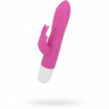 Вибратор с клиторальным стимулятором и переминанием «Roller Tip», Gopaldas 14-213-E13AWN, цвет розовый, длина 14 см., со скидкой