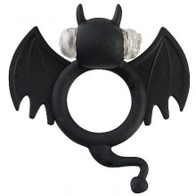 Виброкольцо «Bad Bat Black», Shots Toys SH-SLI001, из материала силикон, диаметр 2.2 см., со скидкой