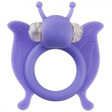 Виброкольцо на член «Butterfly», цвет фиолетовый, Shots Toys S-Line, из материала силикон, диаметр 2.2 см., со скидкой