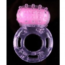 Виброкольцо на пенис с пупырышками, White Label 47206, из материала ПВХ, цвет розовый, диаметр 1.7 см.