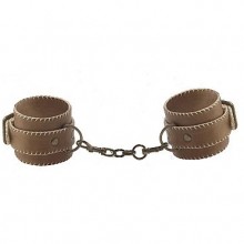 Кожаные наручники Ouch «Premium Bonded Leather Cuffs for Hands», Shots Media SH-OU179BRN, цвет коричневый, длина 16 см., со скидкой