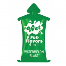 Съедобный лубрикант-гель Wet Fun Flavors Watermelon Blast, подушечка 10 мл, 20489wet, из материала глицериновая основа, 10 мл.