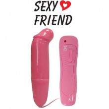 Мини вибромассажер с пультом для женщин, цвет розовый, SF-70225, бренд Sexy Friend, из материала пластик АБС, длина 14.3 см.
