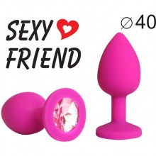 Розовая силиконовая анальная пробка, цвет кристалла - розовый, SF-70290-02, бренд Sexy Friend, длина 9.5 см.