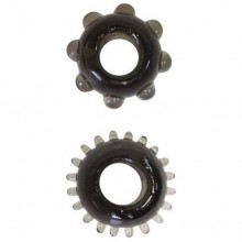 Два эрекционных кольца «Cock Rings», цвет черный, Sex Expert SEM-55010, со скидкой