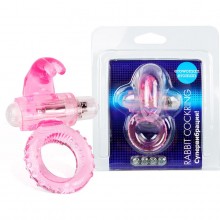 Кольцо эрекционное с вибрацией «Rabbit Cockring», EE-10004, бренд Bior Toys, из материала TPR, цвет розовый