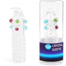 Насадка закрытая «Crystal Sleeve» пупырышки и шарики, EE-10011, бренд Bior Toys, из материала TPR, цвет прозрачный, длина 12 см.