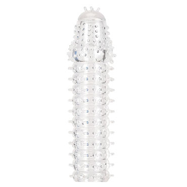 Прозрачная силиконовая насадка-удлинитель для пениса «Super Stretch», бренд Gopaldas, длина 14.5 см., со скидкой