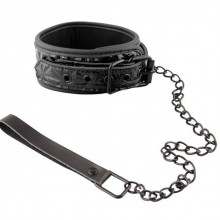 БДСМ ошейник с поводком «Collar With Leash», цвет черный, EK-3103, бренд Aphrodisia, со скидкой