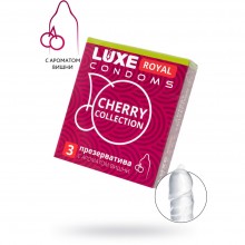 Презервативы Luxe «Royal Cherry Collection» с ароматом вишни, упаковка 3 шт, из материала латекс, цвет мульти, длина 18 см., со скидкой