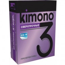 Презервативы Kimono сверхпрочные, в упаковке 3 штуки, из материала латекс, 3 мл., со скидкой