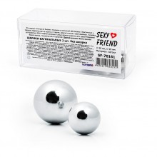 Вагинальные металлические шарики без шнурка, 2 штуки, диаметры - 20 и 30 мм, SF-70161, цвет серебристый, диаметр 2 см., со скидкой