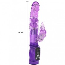 Хай-Тек вибратор «Super Happy Rabbit», цвет фиолетовый, Baile BW-037034, из материала ПВХ, длина 24 см.