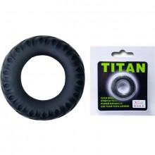 Эреционное кольцо «Titan», имитация автомобильной шины, бренд Baile, из материала TPR, цвет черный, диаметр 2 см., со скидкой