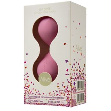 Вагинальные шарики на сцепке «U-Tone», цвет розовый, Adrien Lastic 40571, из материала силикон, длина 18 см.
