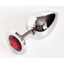 Анальная пробка со стразой, цвет красный, Luxurious Tail 47017-2-MM, коллекция Anal Jewelry Plug, длина 9.5 см., со скидкой