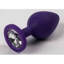 Пробка для попы со стразом от Luxurious Tail, цвет фиолетовый, 47117-2-MM, из материала силикон, коллекция Anal Jewelry Plug, длина 9.5 см., со скидкой
