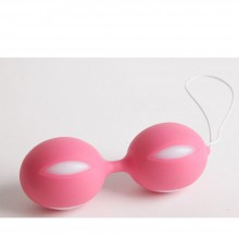 Интимные шарики со смещенным центром тежяести, цвет розово-белый, White Label 47070-1-MM, цвет розовый, длина 10 см., со скидкой
