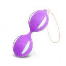 Вагинальные шарики со смещенным центром тяжести, цвет фиолетово-белый, White Label 47072-MM, цвет фиолетовый, длина 10 см.