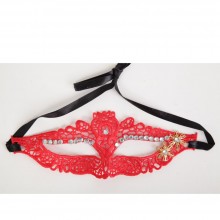 Красивая маска «Пленительная тайна» со стразами, цвет красный, 47318-1-MM, бренд White Label, длина 22.5 см.