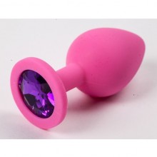 Анальная силиконовая пробка с фиолетовым стразом, цвет фиолетовый, Luxurious Tail 47119, коллекция Anal Jewelry Plug, цвет розовый, длина 9.5 см., со скидкой
