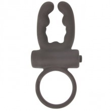 Кольцо эрекционное с вибрацией «Sex Expert», цвет черный, SEM-55056, из материала силикон, диаметр 3.5 см., со скидкой