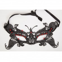 Роскошная маска в венецианском стиле со стразами, White Label 47320-MM, цвет черный, длина 26 см., со скидкой