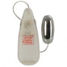 Классическая вибропуля с выносным пультом «Old Teardrop», цвет серебристый, SE-1110-00-1, бренд CalExotics, из материала пластик АБС, длина 5 см., со скидкой