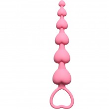 Анальная цепочка-елочка с кольцом «Hearts Beads Pink», Lola Toys 4101-01Lola, бренд Lola Games, из материала силикон, коллекция First Time by Lola, длина 18 см.