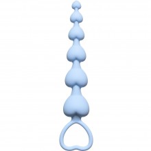 Анальная цепочка-елочка «Hearts Beads Blue First Time», цвет голубой, Lola Toys 4101-02Lola, из материала силикон, длина 18 см., со скидкой