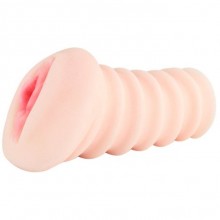 Мужской ручной мастурбатор-вагина «3D» с вибрацией, цвет телесный, Baile BM-009150, из материала TPE, длина 14 см., со скидкой