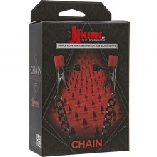 Зажимы на соски Kink «Chain - Nipple Clips With Heavy Chain and Silicone Tips», 2404-05 BX DJ, бренд Doc Johnson, из материала Металл, длина 41.91 см.