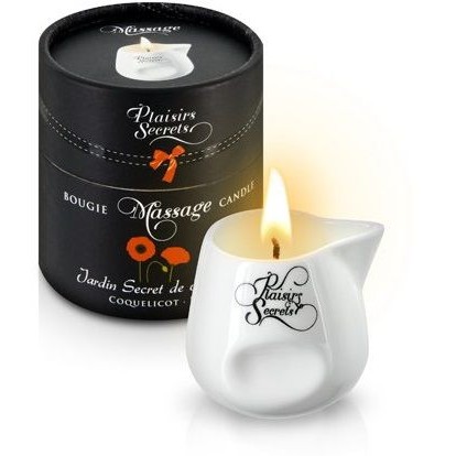 Свеча с массажным маслом «Massage Candle Poppy», 80 мл, Plaisir Secret 826037, 80 мл., со скидкой