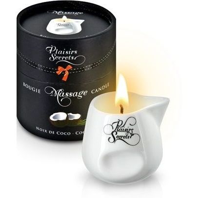 «Massage Candle Coconut» свеча с массажным маслом «Кокос», 80 мл, Plaisir Secret, из материала масляная основа, 80 мл.