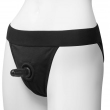 Vac-U-Lock «Panty Harness with Plug - Full Back» трусики для системы Харнесс штырек в комплекте, L/XL, бренд Doc Johnson, из материала хлопок, со скидкой