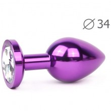 «Violet Plug Medium» втулка анальная средняя, длина 82 мм, диаметр 34 мм, цвет кристалла бесцветный, VM-01, из материала металл, длина 8.2 см.