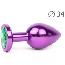 «Violet Plug Medium» анальная втулка средняя, длина 82 мм, диаметр 34 мм, цвет кристалла зеленый, VM-07, из материала металл, длина 8.2 см.