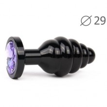 Втулка анальная «Black Plug Small» ребристая, длина 71 мм, диаметр 29 мм, цвет кристалла светло-фиолетовый, ABCK-15-S, длина 7.1 см., со скидкой
