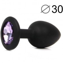 Втулка анальная, длина 72 мм, диаметр 30 мм, черная, цвет кристалла светло-фиолетовый, силикон, Sexy Friend SF-70500-15, длина 7.2 см.