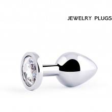 Анальная пробка «Silver Plug Medium» с кристаллом, Anal Jewerly Plug SM-01, из материала металл, коллекция Anal Jewelry Plug, длина 8.2 см., со скидкой