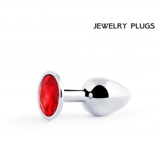 Втулка анальная «Silver Plug Small», цвет кристалла рубиновый, Anal Jewerly Plug SS-14, из материала сталь, длина 7.2 см., со скидкой
