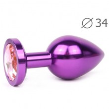 Violet Plug Medium втулка анальная, длина 82 мм, диаметр 34 мм, вес 100г, цвет кристалла розовый, VM-02, из материала металл, длина 8.2 см.