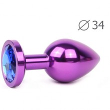 Violet Plug Medium втулка анальная, длина 82 мм, диаметр 34 мм, вес 100г, цвет кристалла синий, VM-13, из материала металл, длина 8.2 см.