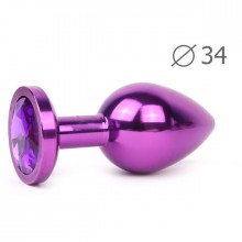 Violet Plug Medium втулка анальная, длина 82 мм, диаметр 34 мм, вес 100г, цвет кристалла фиолетовый, VM-04, из материала металл, длина 8.2 см.