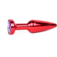 Анальная пробка красная, длина 113 мм, диаметр 29 мм, вес 100г, цвет кристалла светло-фиолетовый, XRED-15, бренд Anal Jewerly Plug, из материала металл, цвет красный, длина 11.3 см.