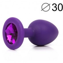 Анальная силиконовая пробка фиолетового цвета с фиолетовой стразой, длина 72 мм, диаметр 30 мм, Sexy Friend SF-70700-04, длина 7.2 см.
