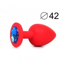 Втулка анальная из силикона, длина 95 мм, диаметр 42 мм, красная, цвет кристалла синий, SF-70602-13, бренд Sexy Friend, цвет красный, длина 9.5 см.