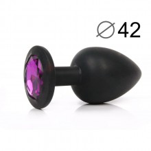 Втулка анальная, длина 95 мм, диаметр 42 мм, черная, цвет кристалла фиолетовый, силикон, SF-70502-04, бренд Sexy Friend, длина 9.5 см., со скидкой