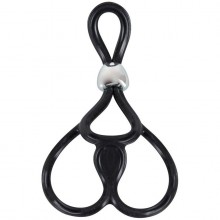 Кольцо для пениса и мошонки «Tripple Ball Cock Ring», бренд Orion, из материала силикон, цвет черный, длина 13 см.